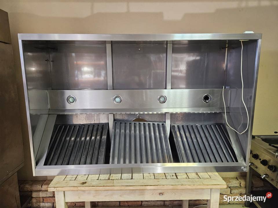 Okap nierdzewny przyścienny 160x100x45 FILTRY Gastronomia Pszczyna