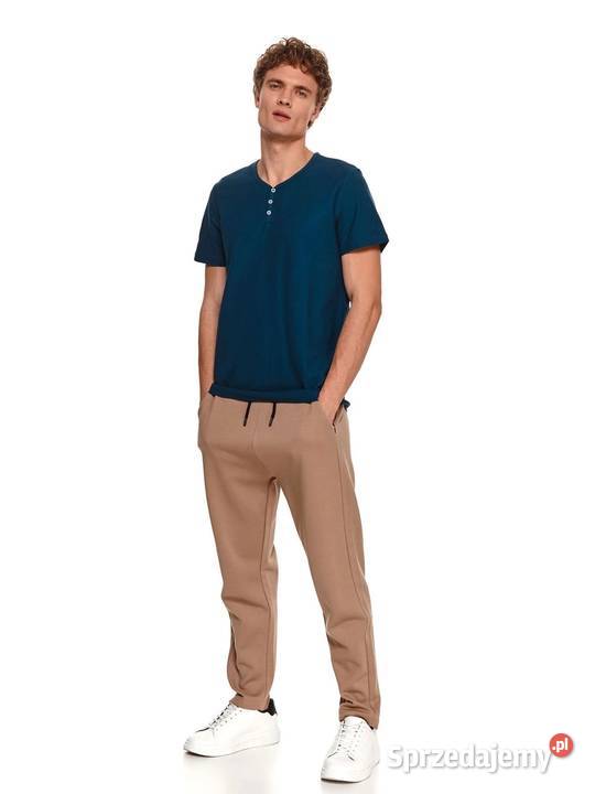 granatowy tshirt męski z guzikamiTop Secret Odzież codzienna Olkusz sprzedam