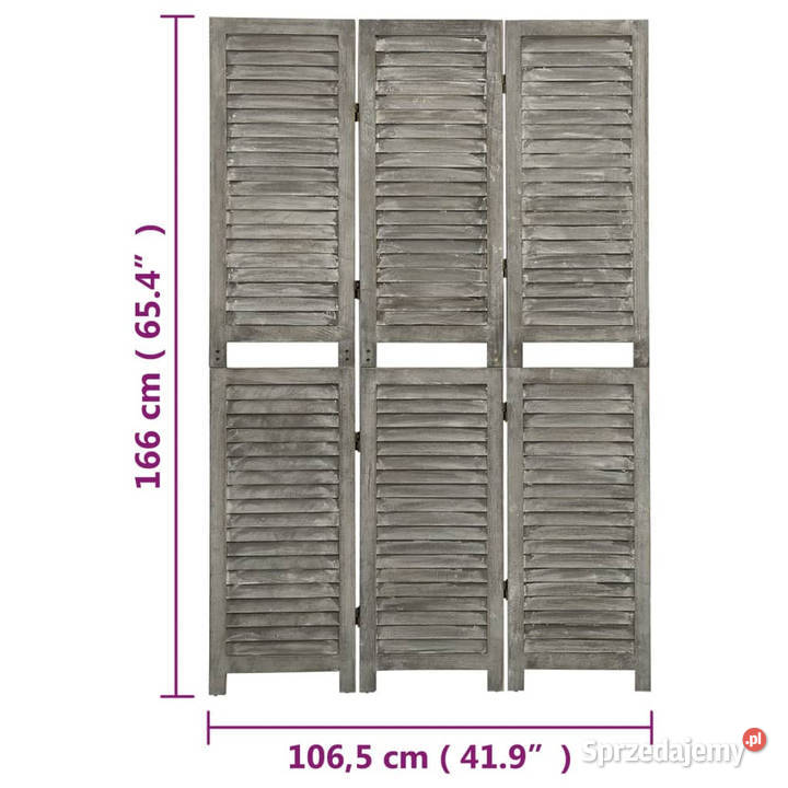 Parawan 3panelowy szary 1065x166 lite drewno