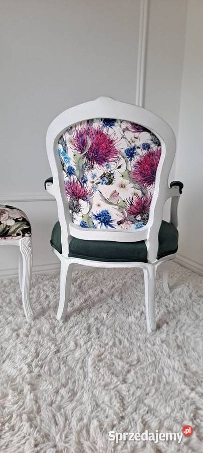 Stylowy fotel pufa kwiaty Ludwik Ludwikowski Szczecin