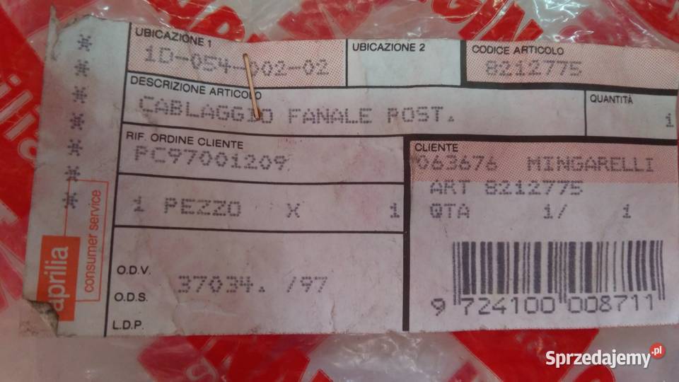 Wiązka lampy tylnej tył ORGINAŁ Aprilia SR 50 Bielsk Podlaski sprzedam