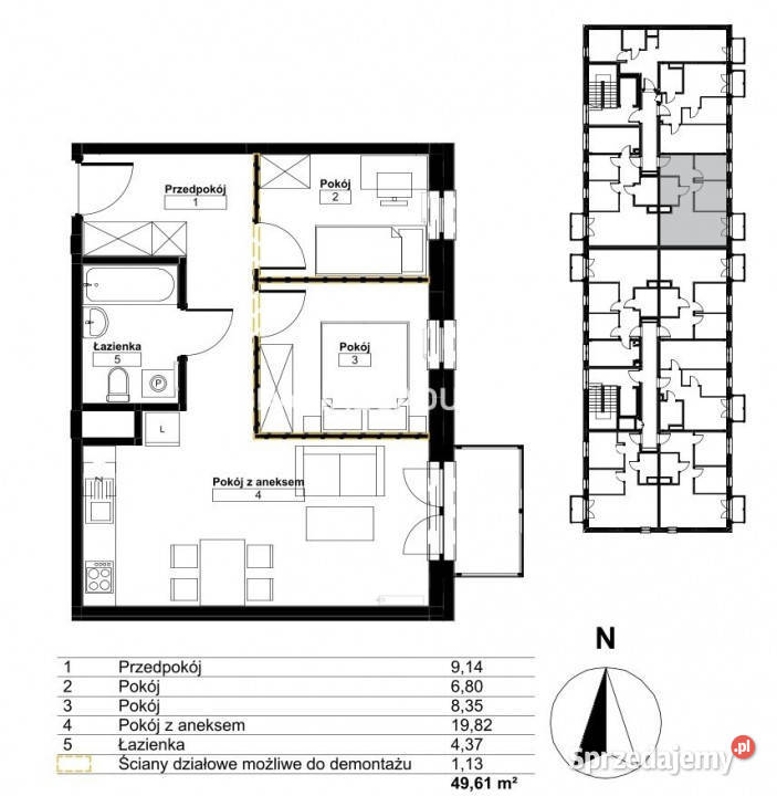 Mieszkanie 4961m2 3 pokoje Kraków