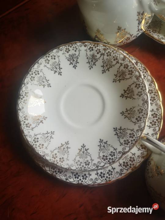 Filiżanka z talerzykiem deserowym złotem Gdańsk sprzedam