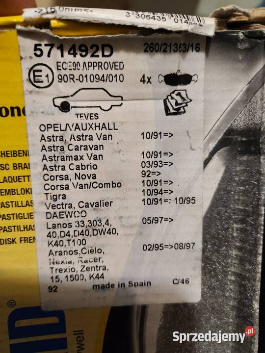 Klocki hamulcowe Astra F Corsa B Vectra Lanos Włocławek