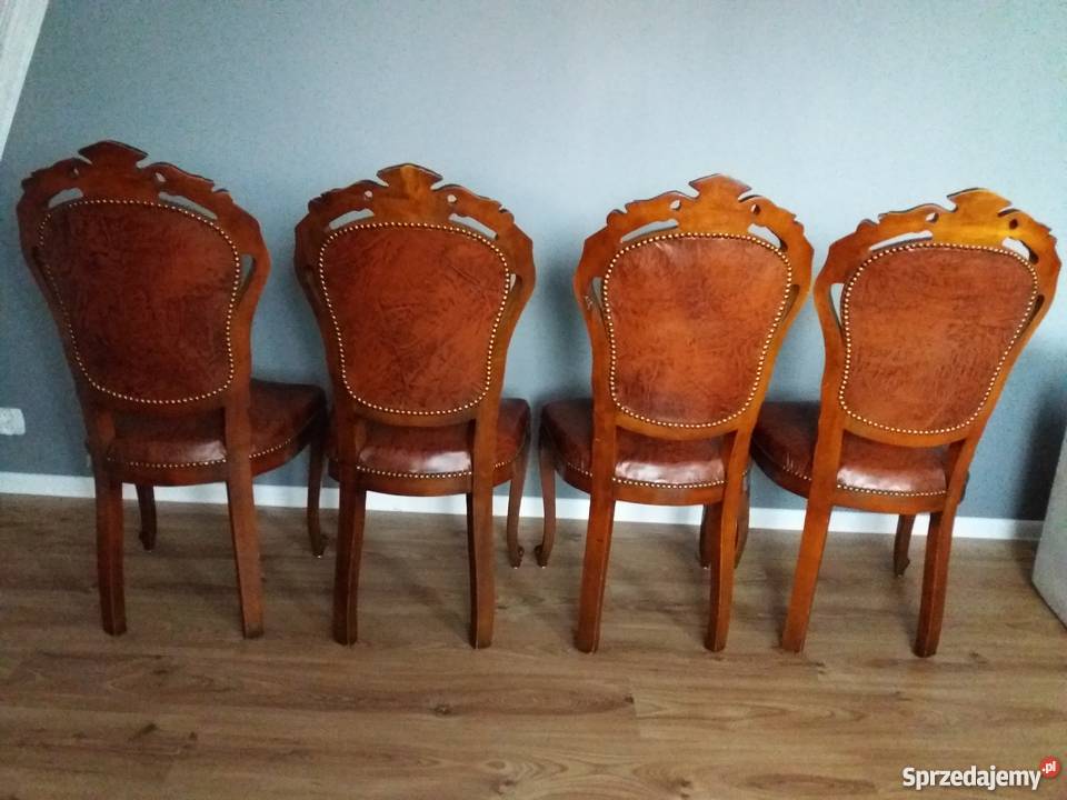 4 szykowne krzesła ludwik medalion skórzane podkarpackie Wysocko