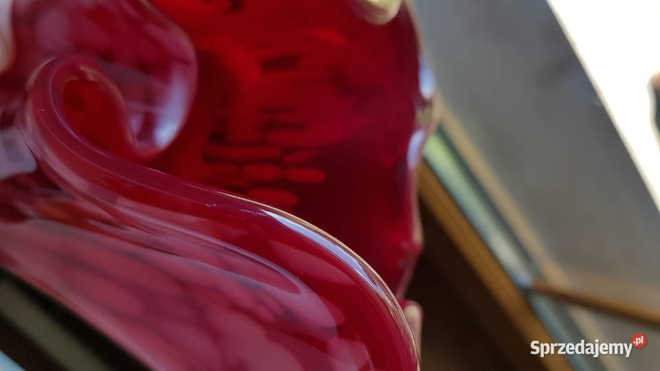 Stary szklany wazon Chusta kolorowe szkło śląskie Dąbrowa Górnicza