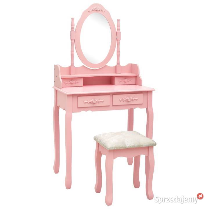 vidaXL Toaletka ze stołkiem, różowa, 75x69x140 cm 289315
