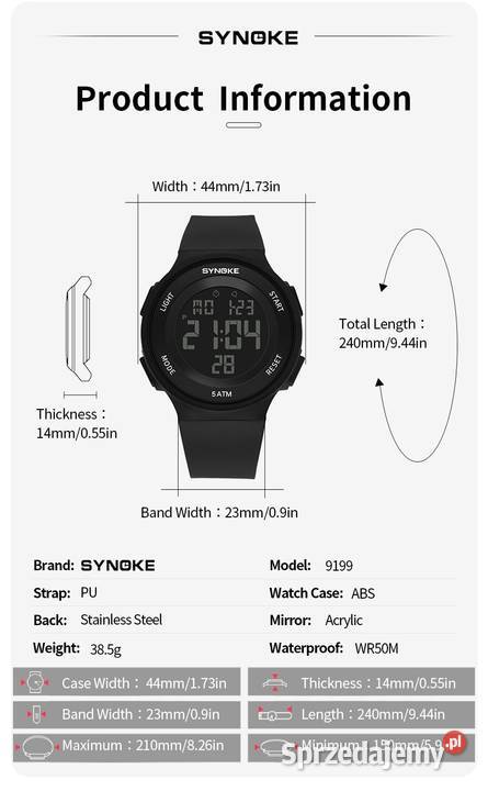 Sportowy zegarek elektroniczny cyfrowy damski Gorzów Wielkopolski