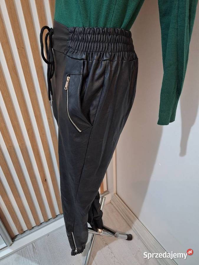 LXL Spodnie eko skórka nowe czarny Frombork