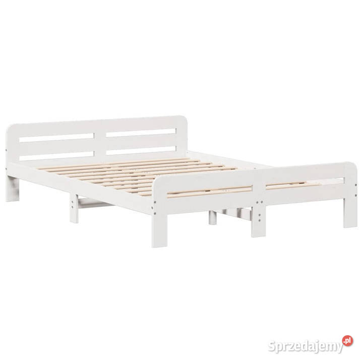 Rama łóżka bez materaca biała lite drewno 53cm