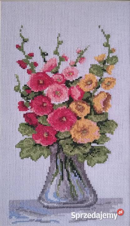 Obraz Kwiaty Haft Krzyżykowy Handmade Gdańsk
