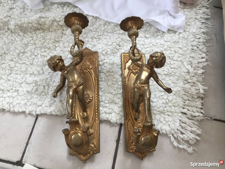 Przepiękne kinkiety mosiężne Antyki Bystrzyca Kłodzka