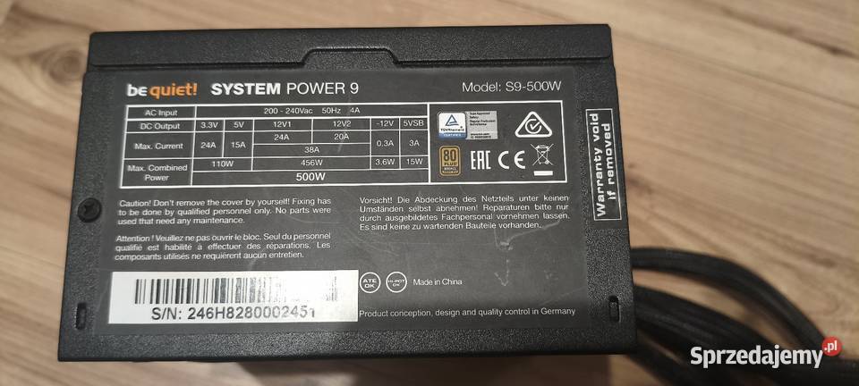 Zasilacz Be Quiet System Power 9 500w 500W lubelskie Tarnogród