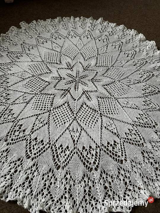 obrus okrągły szydełkowy rękodzieło biały Zabrze
