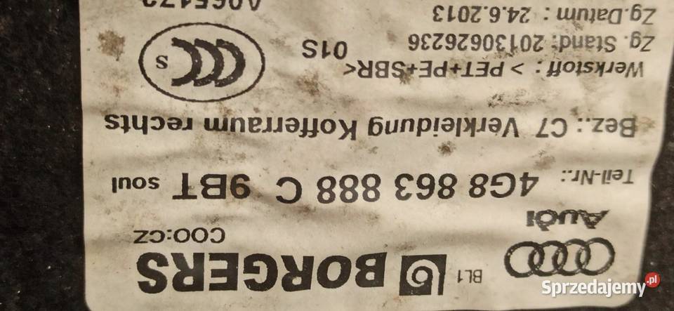AUDI A7 4G BOCZEK BAGAŻNIKA PRAWY 4G8863888C