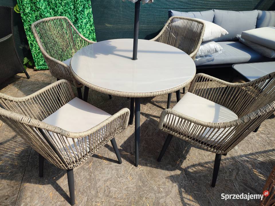 Zestaw mebli ogrodowych Malta 4 foteli okrągły Wschowa