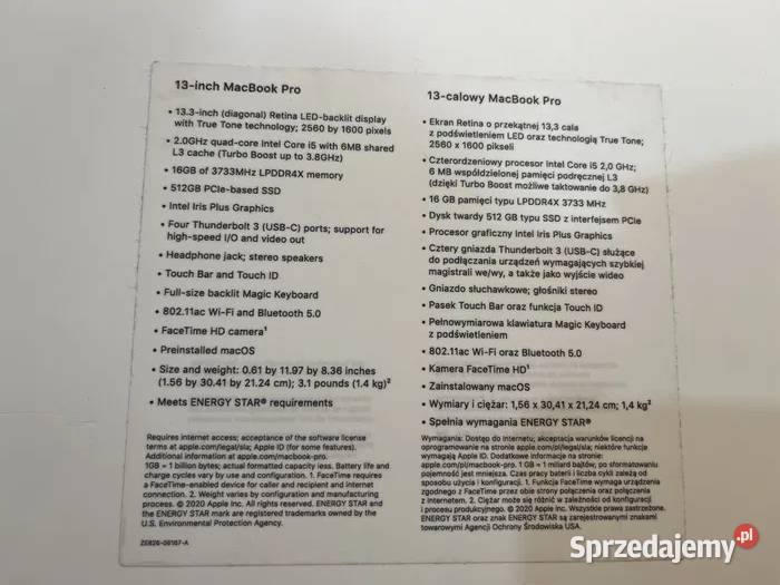 MacBook PRO 13 16512 4xTB GWARANCJA 825 500 Katowice