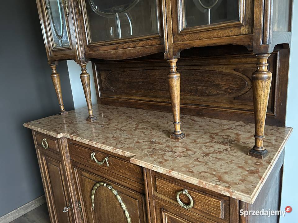 Stary dębowy kredens szybki frezowane Poznań