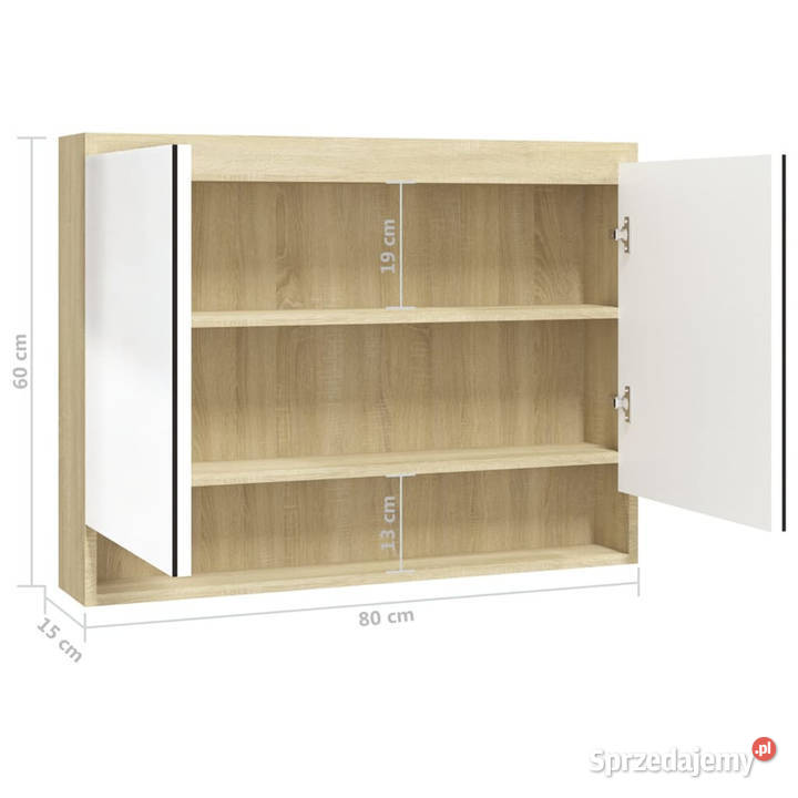Szafka łazienkowa z lustrem 80x15x60 MDF biel i Warszawa sprzedam