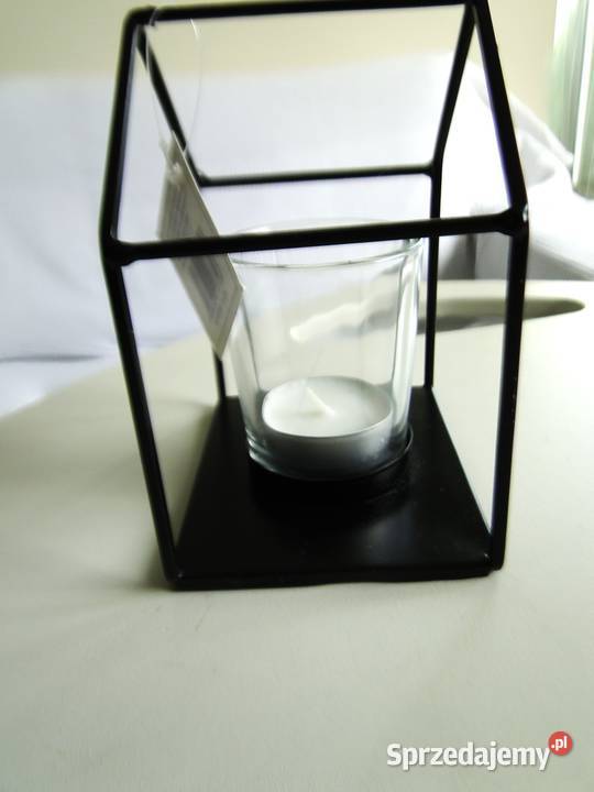 Nowy metalowy świecznik szklany wkład Warszawa