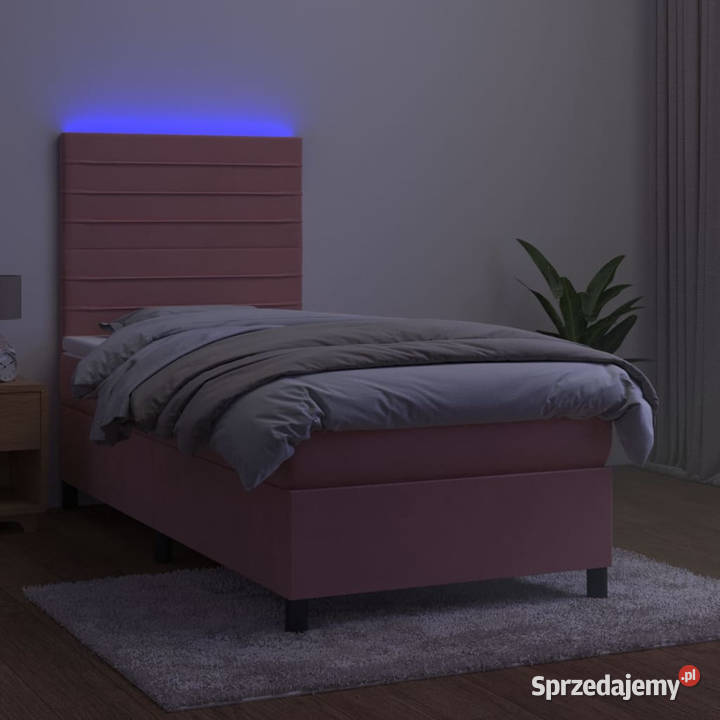 Łóżko kontynentalne z materacem i LED różowy 128cm Warszawa sprzedam