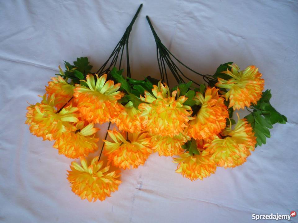 Chryzantema 8 sztuk Żółty Sztuczny kwiat gałązka Szczecin