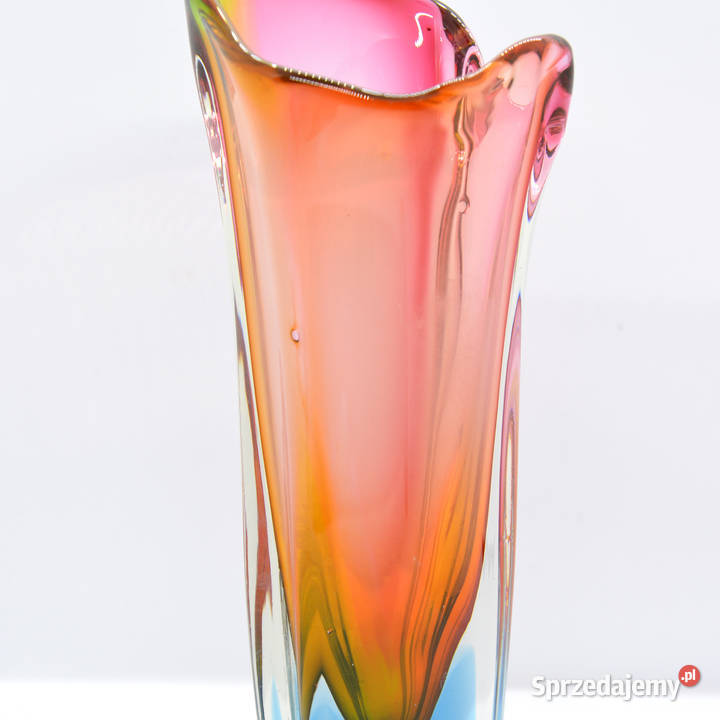 Barwny wazon proj J Rozinek Borskie Sklo lata 60 Warszawa sprzedam