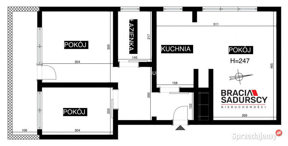 Ogłoszenie mieszkanie 465m2 3 pokojowe Kraków 46.5m2 małopolskie