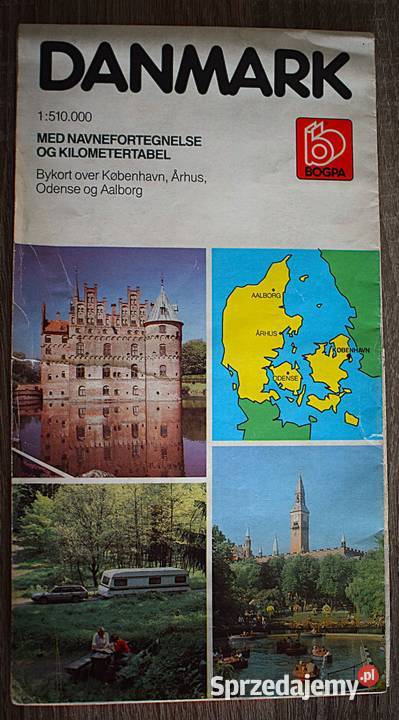 Mapa drogowa Danii z lat 70 tych XX w kujawsko-pomorskie Chełmno sprzedam