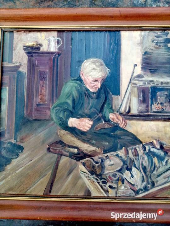 Obraz olejny Warsztat szewca pracy Łódź