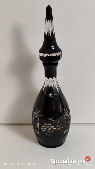 Karafka Kryształowa Rubinowa Pięknie Szlifowana Wiązów