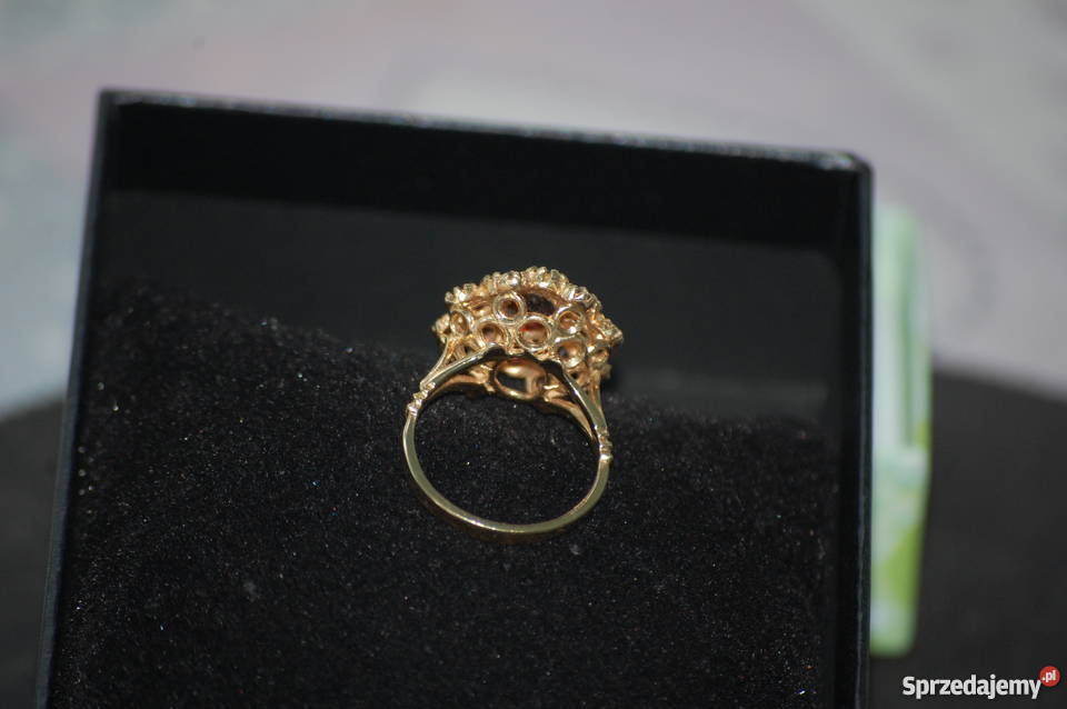 CUDNY KOMPLET BROSZKA PIERŚCIONEK KOLCZYKI ZŁOTO łódzkie Sieradz