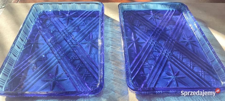 Taca patera szkło barwione kobaltowe 2kpl Bydgoszcz