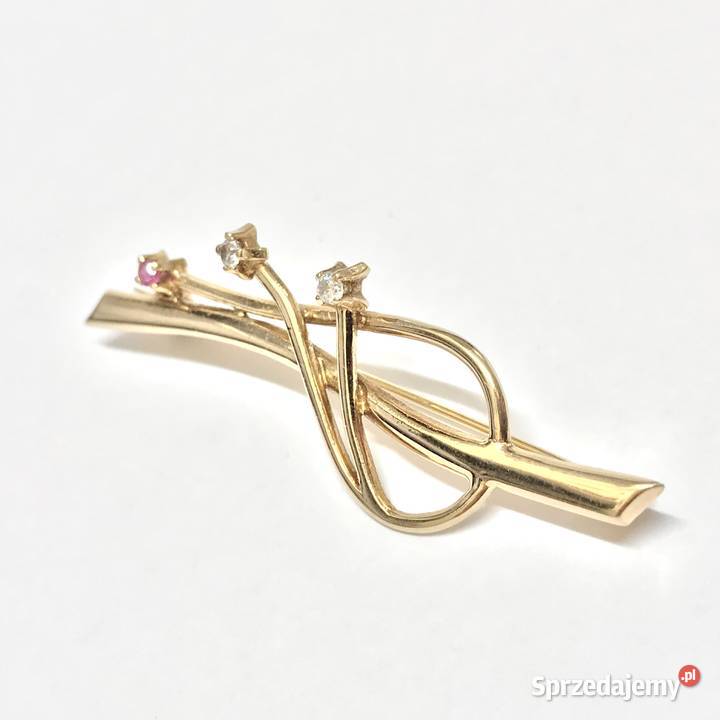 Złota BROSZKA 14K piękny AMETYST cudowna ART Warszawa