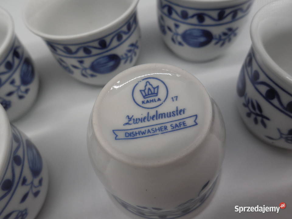 Kieliszki do jajek wzór cebulowy porcelanowe Raszków