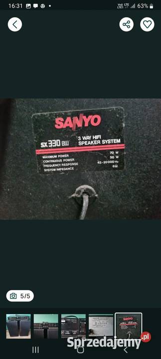 Amplituner Sanyo JA6050 I kolumny Sanyo SX330 Audio Kórnik