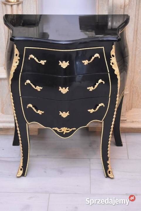 Królewska Czarna Komoda Vintage Szafa Złote