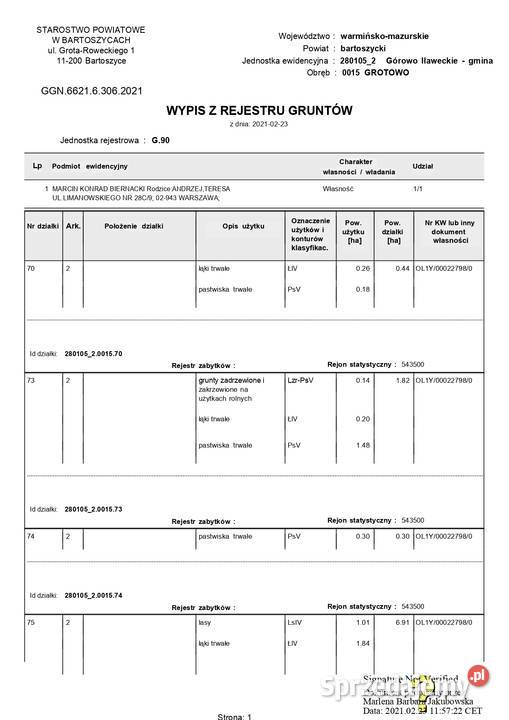 ziemia rolna 36ha Grotowo gm Górowo Iławeckie 354088m2 warmińsko-mazurskie