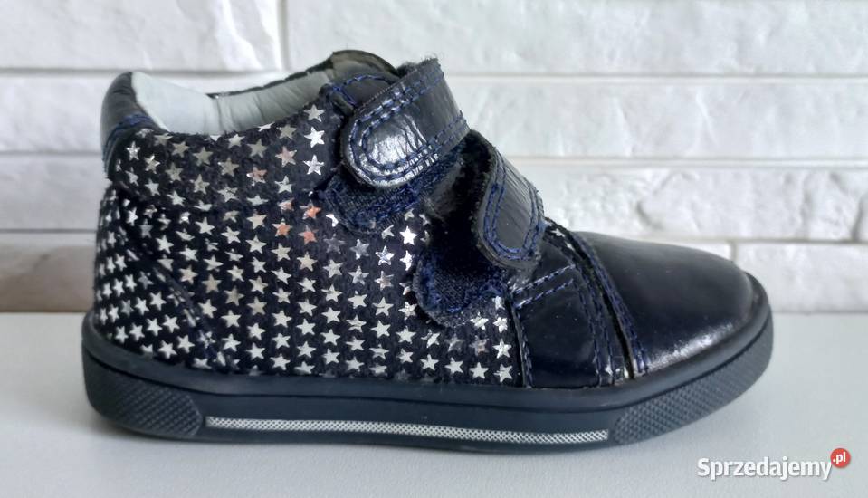 Skórzane trzewiki nieocieplane dziecięce granat