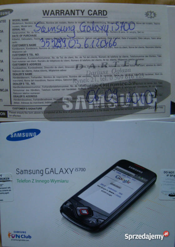 Samsung Galaxy I5700 Android 22 Ekran dotykowy Cieszyn