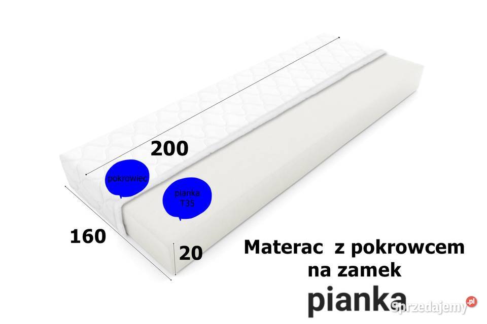 Materac pianka T35 20 H4piankowy Łóżko Dom i Ogród sprzedam