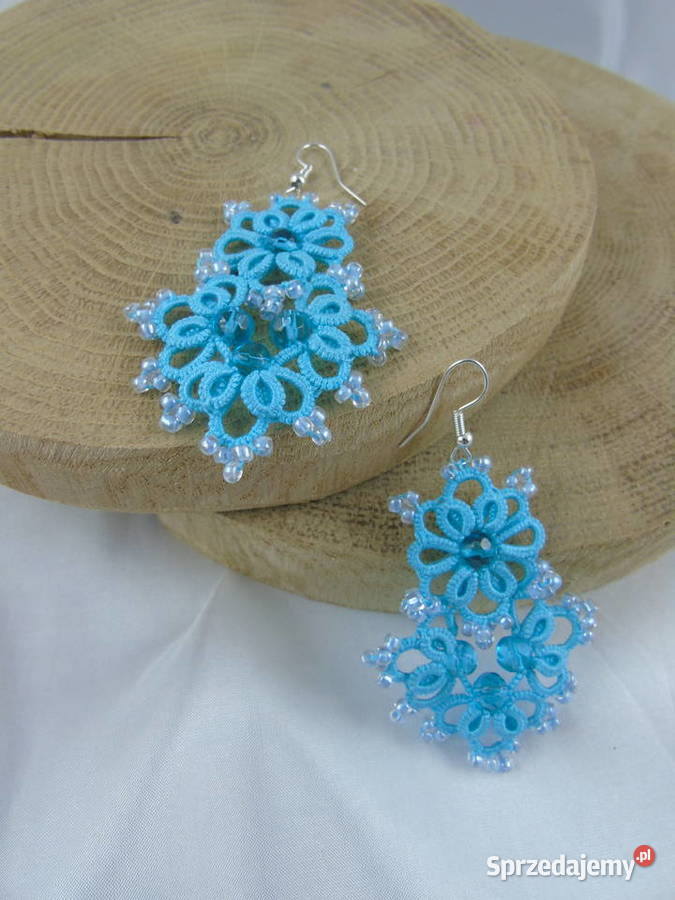 Kolczyki frywolitkowe różne wzory i kolory Wiśniowa