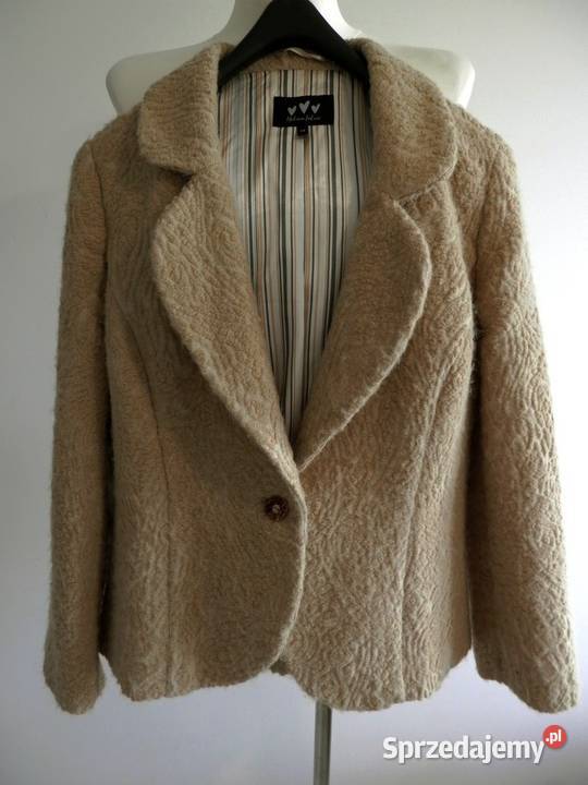 Marynarka Wełniana Beżowa Żakardowa Camelowa podlaskie Łomża