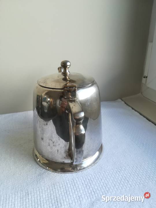 posrebrzany dzbanek piękny secesyjny kształt Gdańsk