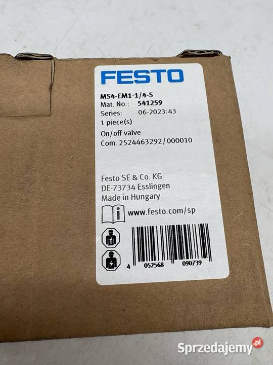 Festo MS4EM114S 541259 Zawór załączający mazowieckie Warszawa sprzedam