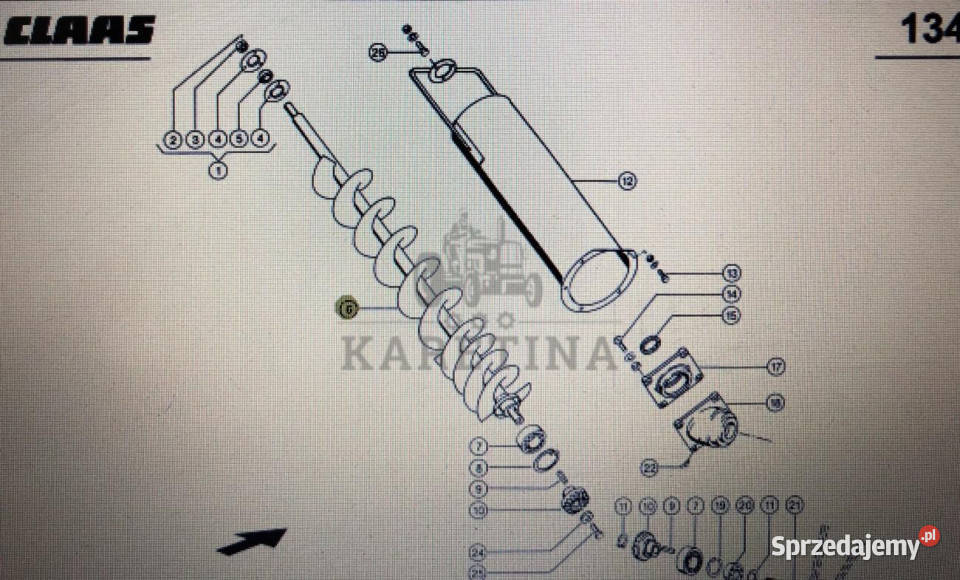 Ślimak napełniający Claas Mega 370340 kat 000 Jastrzębniki