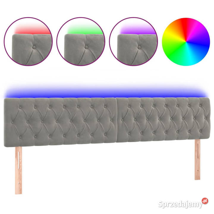 Zagłówek do łóżka z LED jasnoszary 180x7x7888