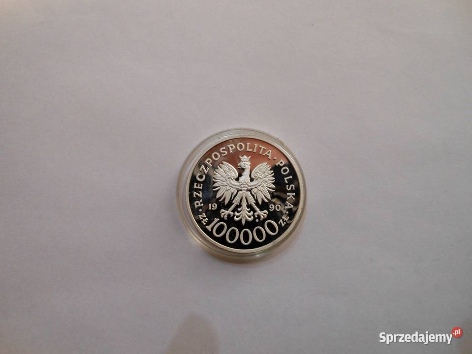 Srebrna mała moneta gruba Solidarność Bukowo