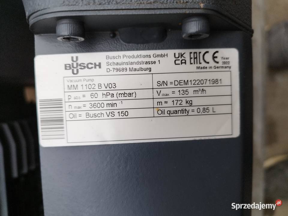 Pompa Próżniowa Busch MM 1102 B V03 Wieliczka