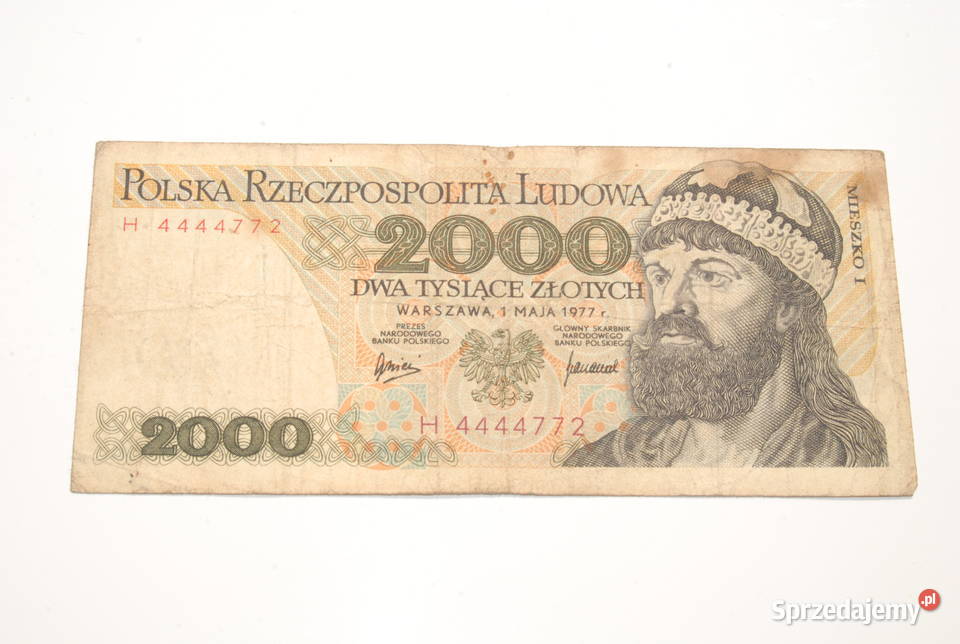 Stary banknot 2000 złotych Mieszko I 1977 antyk śląskie Cieszyn